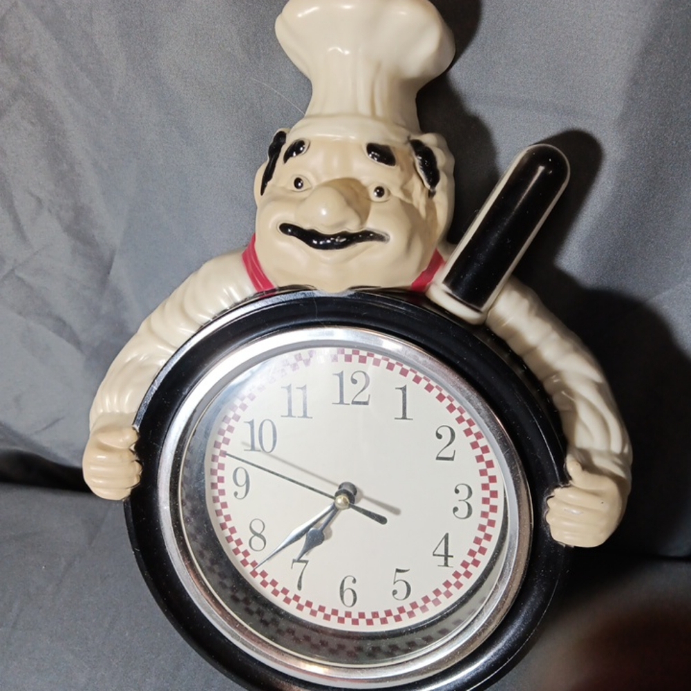 Fat chef analog wall clock vintage Retro kitchen decor